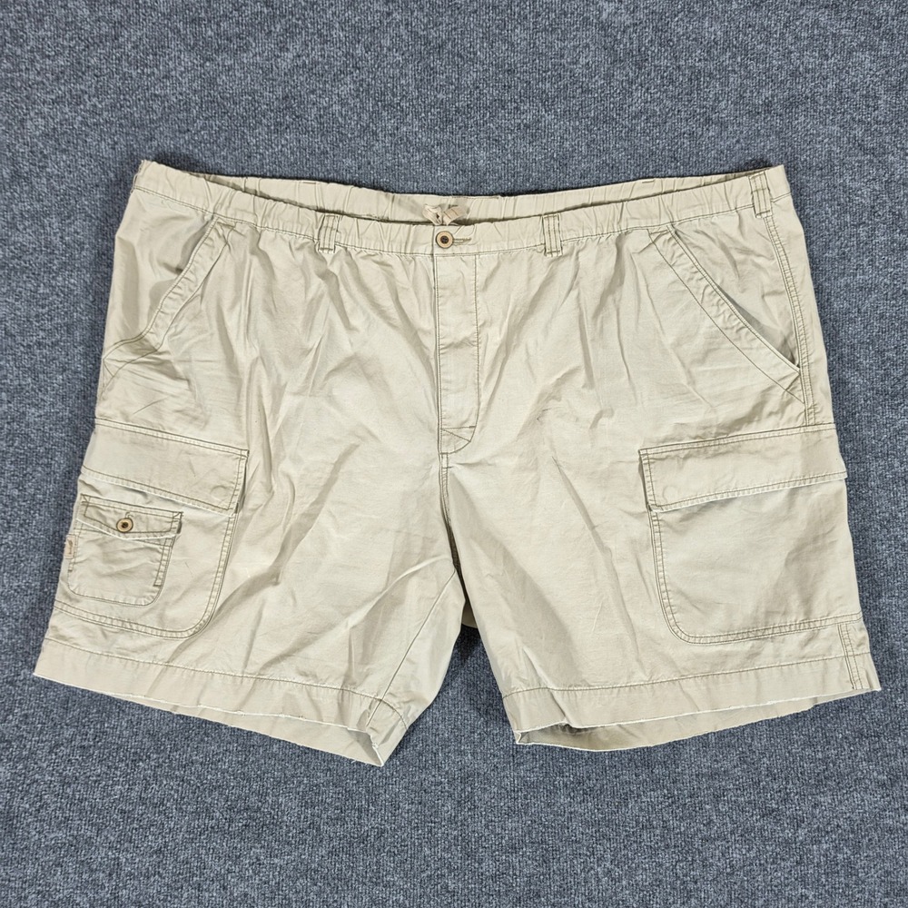 Tommy Bahama Relax Mens 5XB Khaki Cotton Cargo Shorts Elastic Waist Tan Big Tall